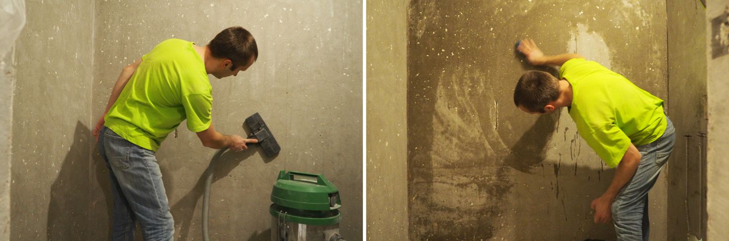 Обеспыливание стен, пола, потолка пылесосом и мытьём
